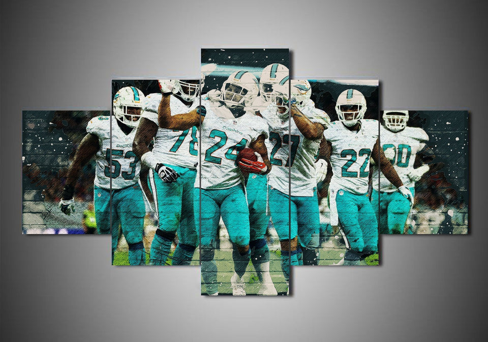 Miami Dolphins - Team - 5-Piece Canvas Wall Art
